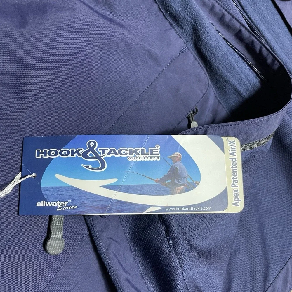 HOOK & TACKLE Air/X Tech Fish Gear Men's XL Blue Jacket‎ Huge Pockets Front